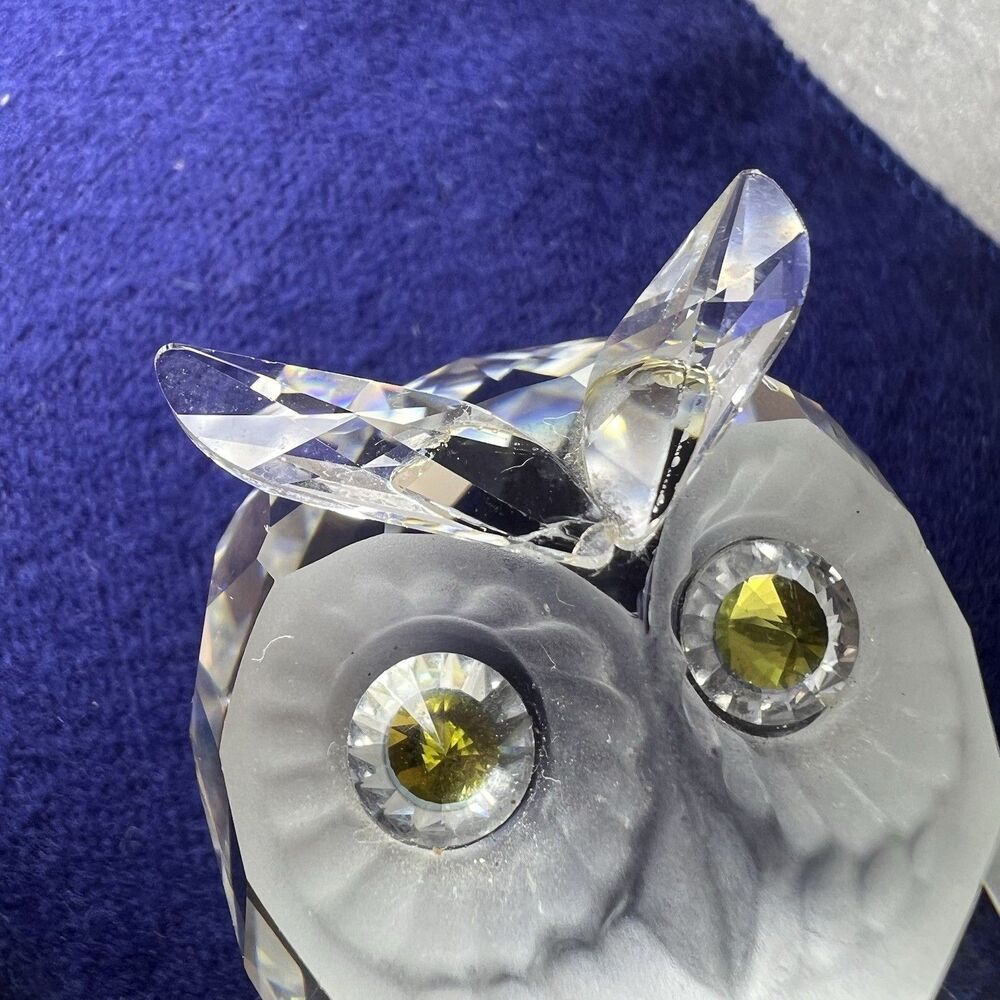 AUTHENTIC Swarovski OWL Crystal Figurine Paperweight Green/Yellow Eyes 2” - Picture 5 of 10
